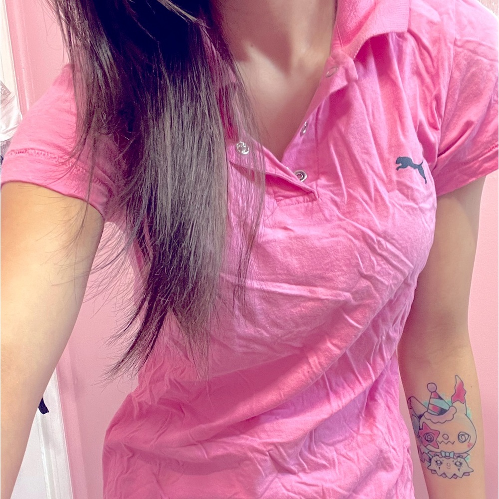 Puma pink button up size medium